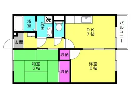 シャロム(2DK/2階)の間取り写真