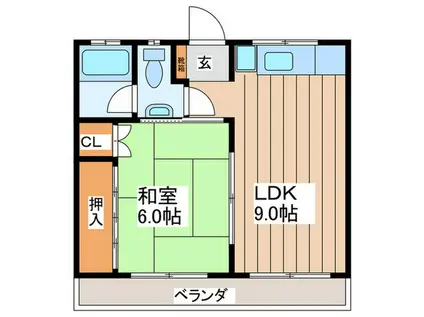香南レジレンス(1LDK/2階)の間取り写真