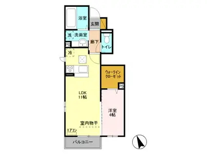 アイウィンド(1LDK/1階)の間取り写真