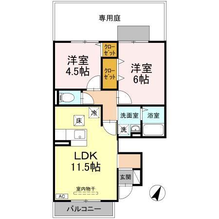セジュール桜木(2LDK/1階)の間取り写真
