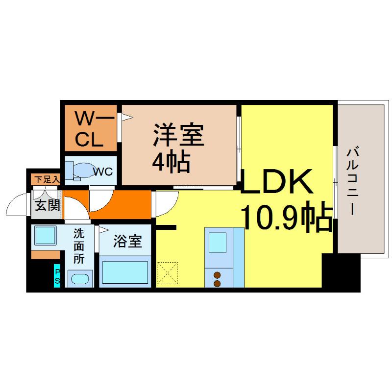 プレサンス鶴舞公園ウィズ(1LDK/10階)の間取り写真
