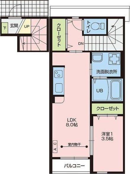RS RESIDENCE II(1LDK/2階)の間取り写真