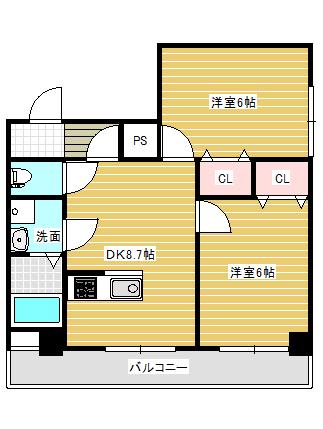 クラシック牡丹山(2DK/4階)の間取り写真