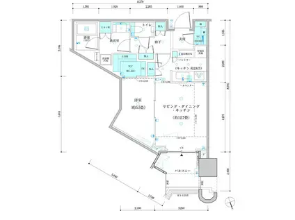 パークタワー勝どき ミッド棟(1LDK/26階)の間取り写真