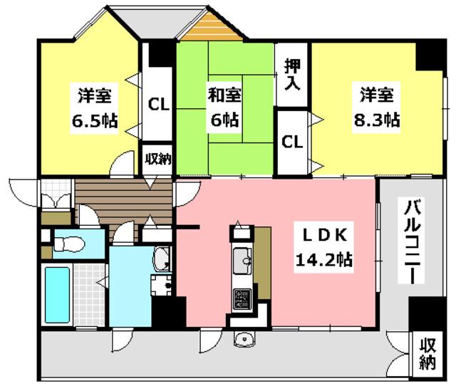アンソレイエ(3LDK/3階)の間取り写真