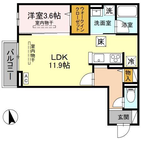 D-TOJO(1LDK/1階)の間取り写真