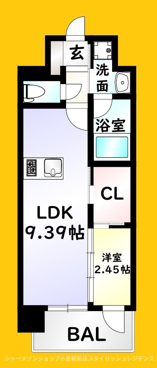 プレジデンス ざ 三萩野(1LDK/3階)の間取り写真