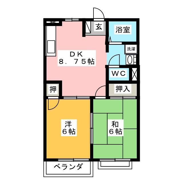 KS HOUSE C棟(2DK/1階)の間取り写真