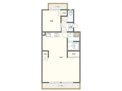 ドミール江木(1LDK/2階)の間取り写真