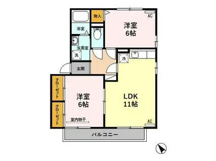 SALT VALLEY COURT B(2LDK/2階)の間取り写真