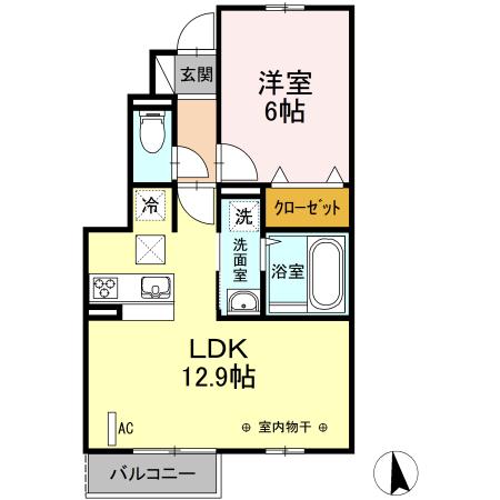アムール(1LDK/1階)の間取り写真