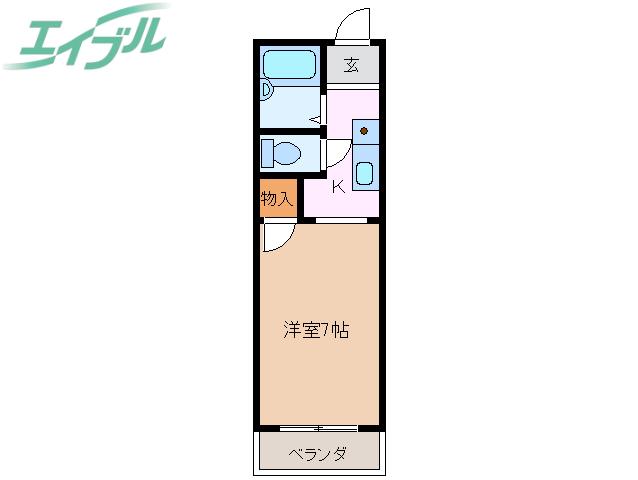 リバーパーク L(1K/2階)の間取り写真