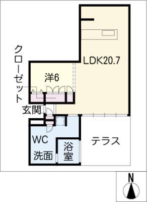 SUNLIGHT OF CALM(1LDK/1階)の間取り写真