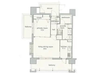 リアンシエルブルー東比恵(2K/4階)の間取り写真