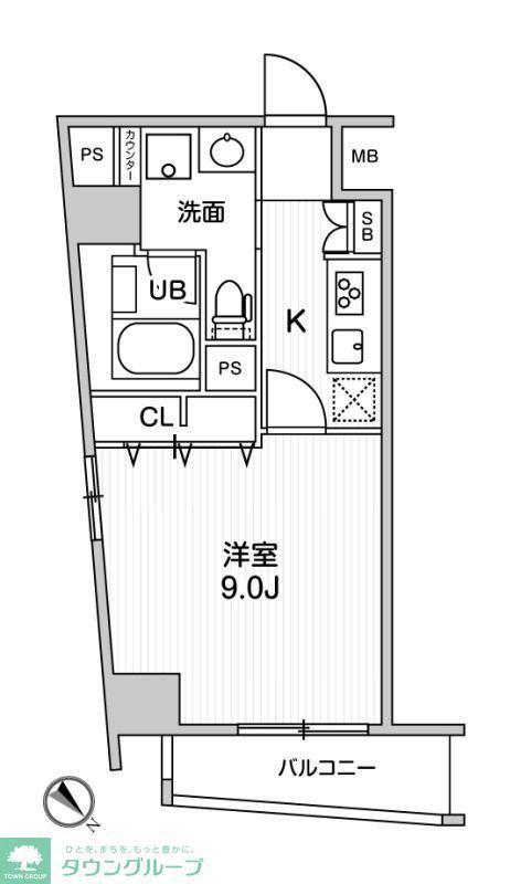 ROOTS HIGASHI NAGASAKI(1K/6階)の間取り写真