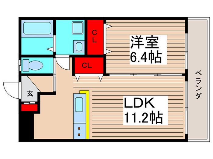 シャトーフローラルN-6(1LDK/1階)の間取り写真