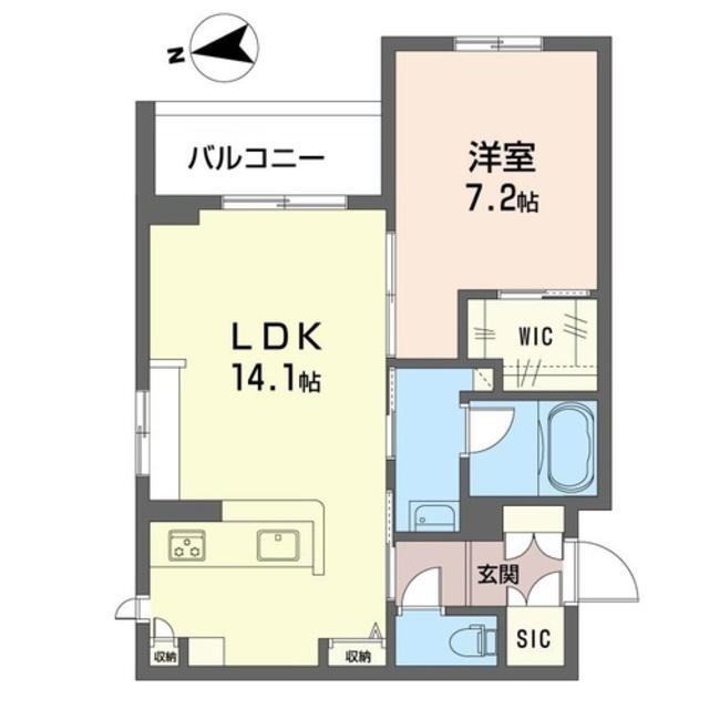 コモド稲田堤II(1LDK/2階)の間取り写真