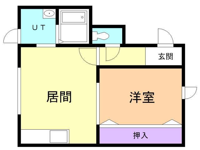 ハイツ夕陽ヶ丘(1LDK/2階)の間取り写真