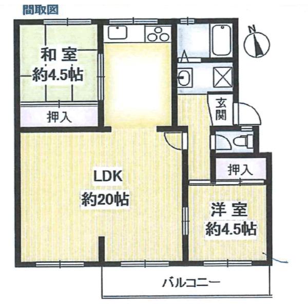 高倉台7-1団地32号棟(2LDK/2階)の間取り写真