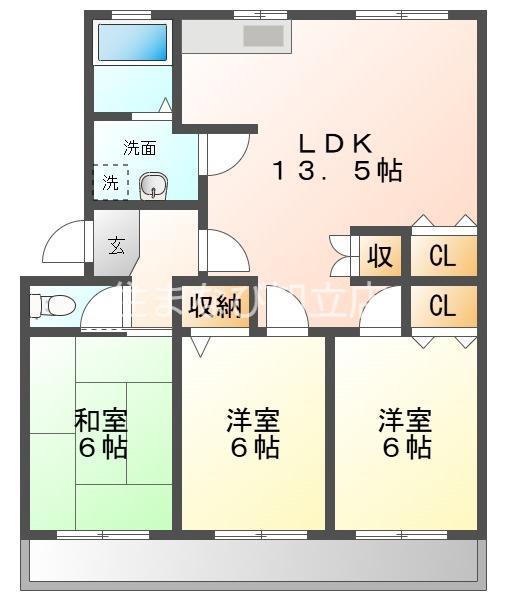 スカイタウン大山(3LDK/2階)の間取り写真
