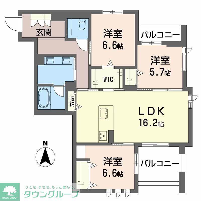 フェリクス黒川(3LDK/3階)の間取り写真