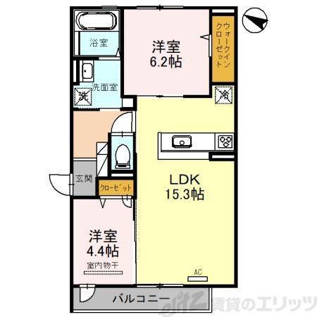 プレサージュ香音(2LDK/1階)の間取り写真