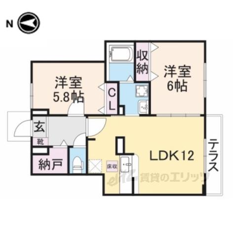 ハイフィールド(2LDK/1階)の間取り写真