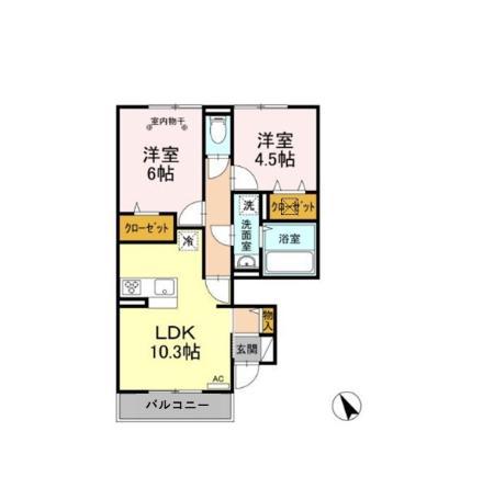 リビング平沢(2LDK/1階)の間取り写真