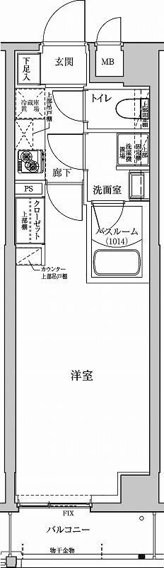 アルテカーサアリビエ東京イースト(1K/2階)の間取り写真