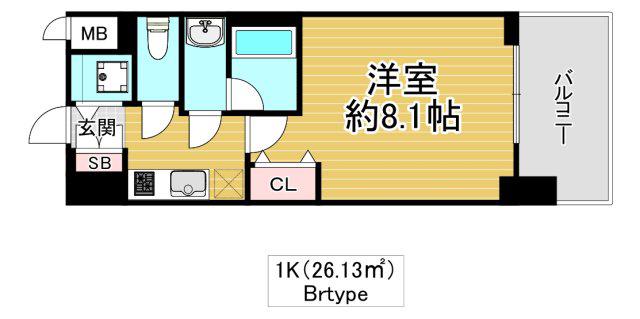 グランカーサ高井田(1K/7階)の間取り写真