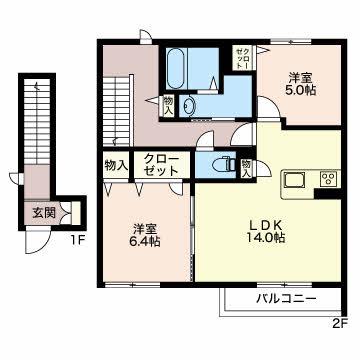 RELAFORT(2LDK/2階)の間取り写真