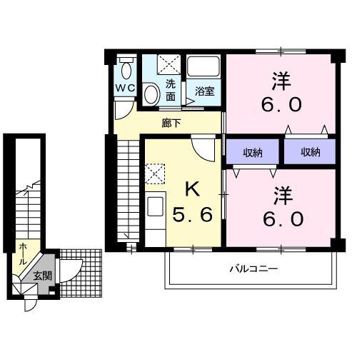 ルミエール(2K/2階)の間取り写真
