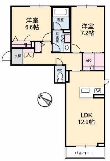 ファミール船越南(2LDK/2階)の間取り写真