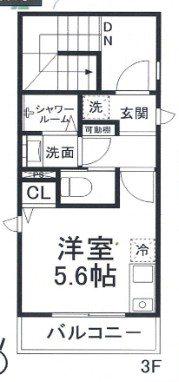 MOE吉野町参番館(ワンルーム/3階)の間取り写真