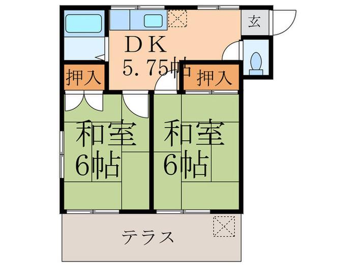 グレイスコーポ(2DK/1階)の間取り写真