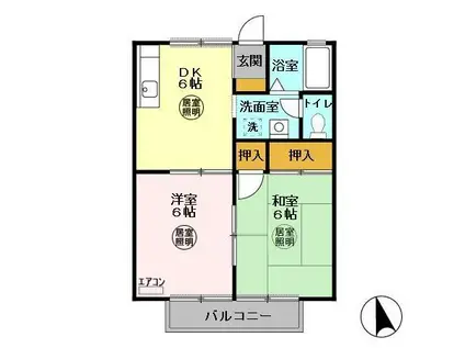 ヴェルディ清見台B棟(2DK/1階)の間取り写真