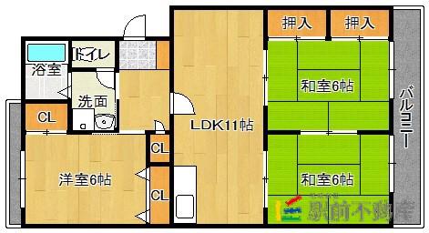 パークハイツ88(3LDK/1階)の間取り写真