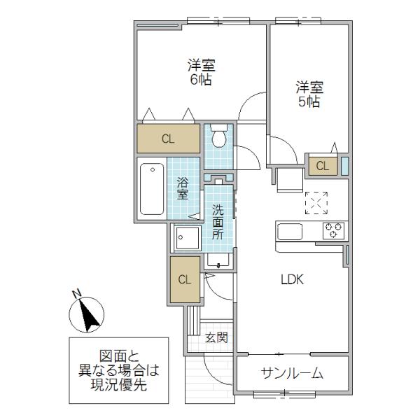 LILY(2LDK/1階)の間取り写真