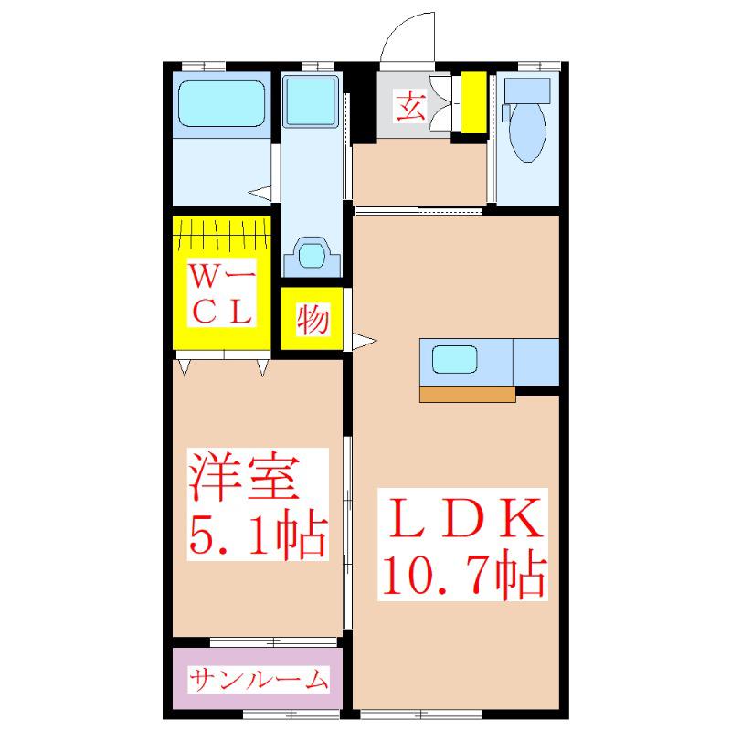 シティービュー広瀬(1LDK/1階)の間取り写真