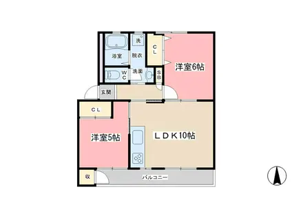 緑山荘A棟(2LDK/1階)の間取り写真