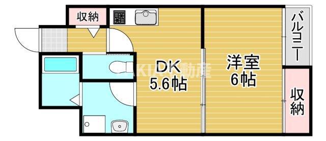 LUXE片町(1DK/2階)の間取り写真