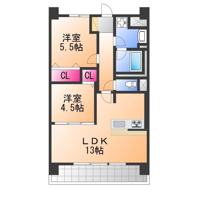 アトリエール堺寺地町(2LDK/4階)の間取り写真