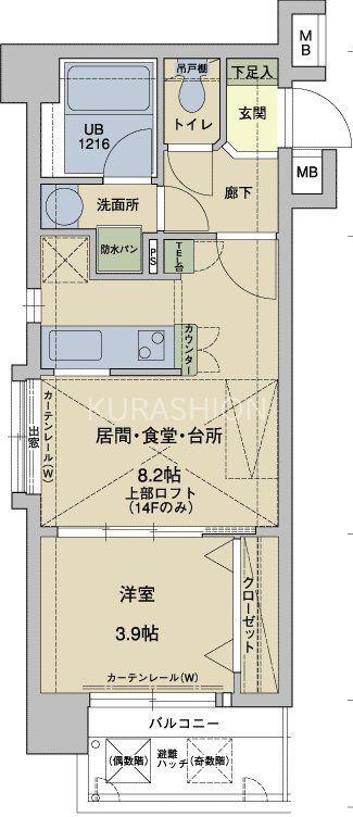 アクタス天神アネックス(1K/10階)の間取り写真