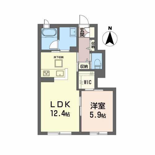 シャーメゾン上河原西 B棟(1LDK/1階)の間取り写真