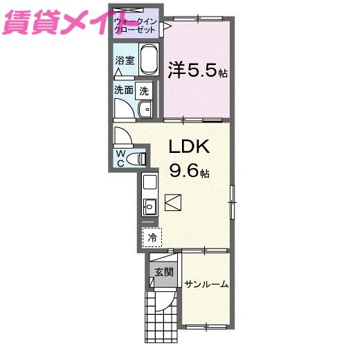 COCO(1LDK/1階)の間取り写真