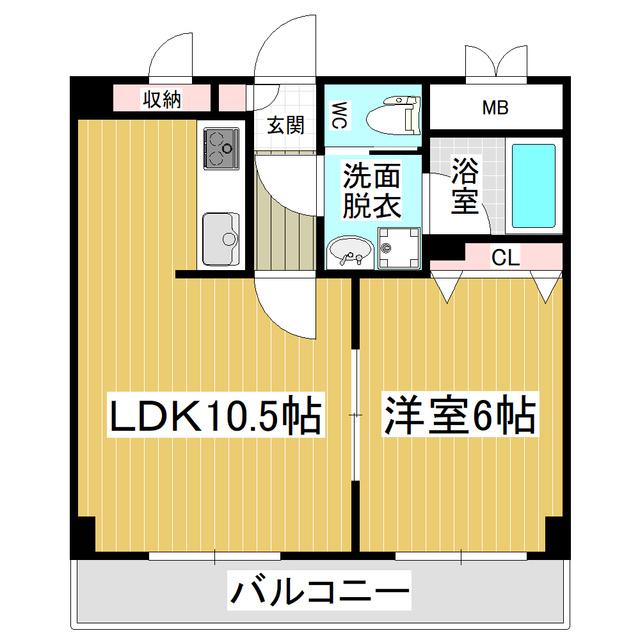 カステージュ松本(1LDK/3階)の間取り写真