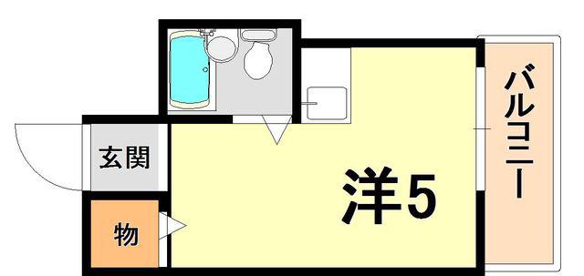 シャトー第8神戸(ワンルーム/2階)の間取り写真