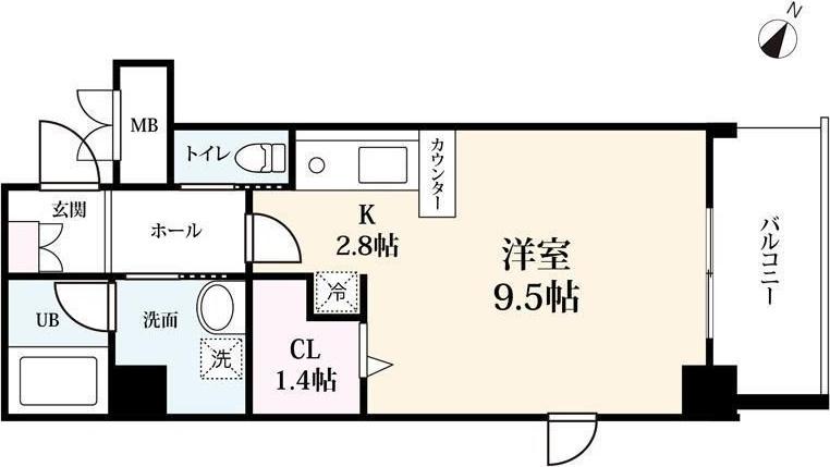 ベリータ大財(ワンルーム/3階)の間取り写真