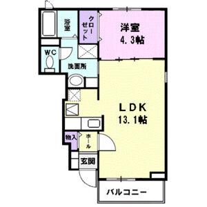 ブリーゼ北(1LDK/1階)の間取り写真