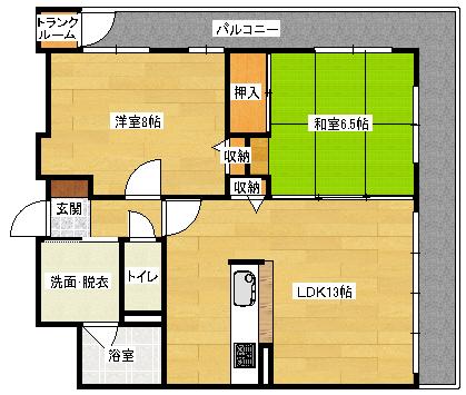 クイーンズパレス土橋(2LDK/2階)の間取り写真